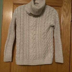 GAP Light Gray Cable Knit Turtleneck Sweater 100% Cotton